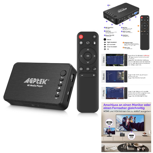 Multimedia player hdmi vga - 4k,